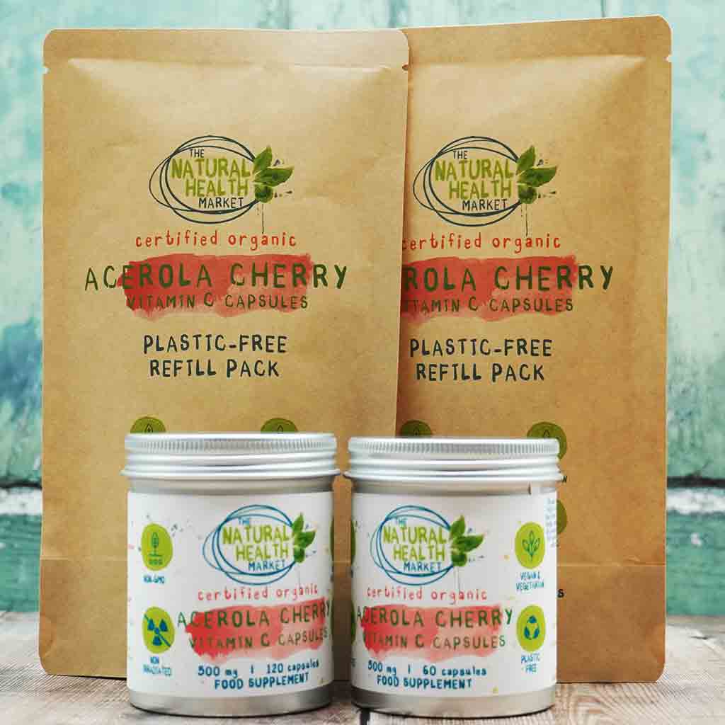 Organic Acerola Cherry Vitamin C Capsules - All Sizes By The Natural Health Market