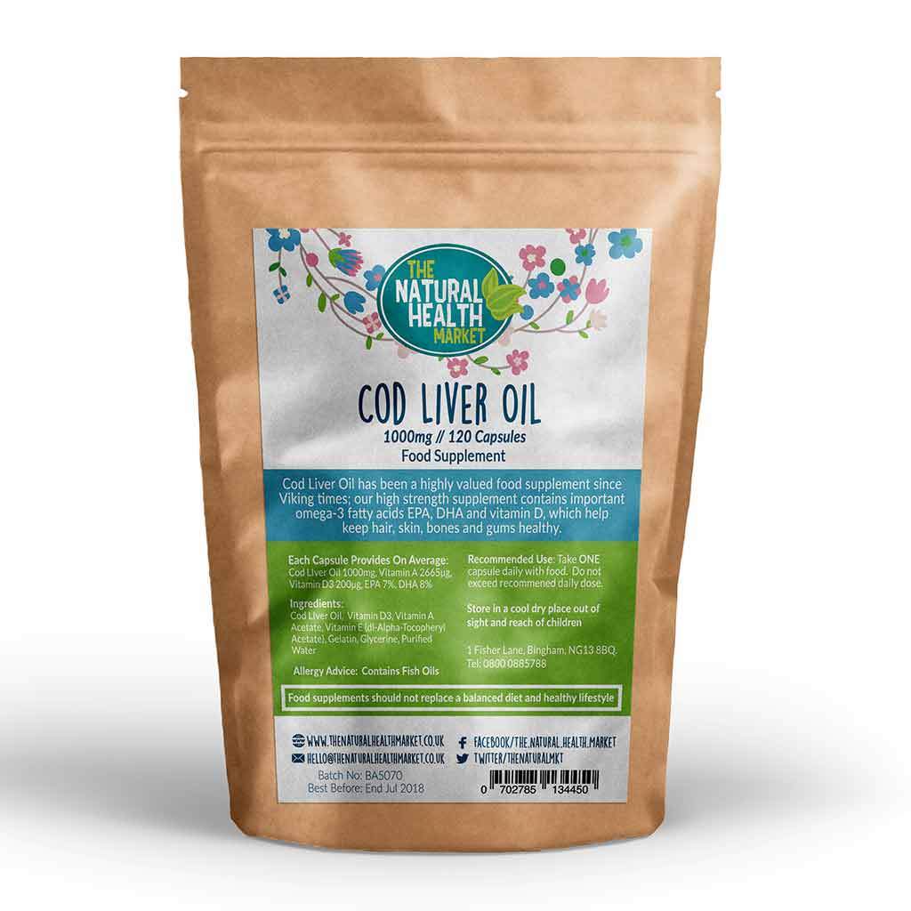 Cod Liver Oil Capsules 120 Capsules By The Natural Health Market
