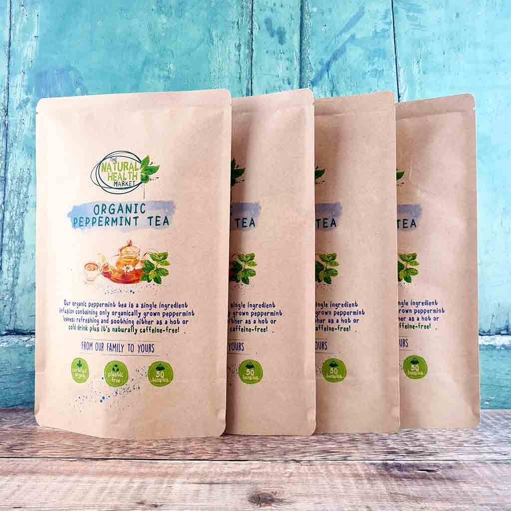Peppermint Tea Bags 200 Pack By The Natural Health Market - organic peppermint tea in plastic free packaging