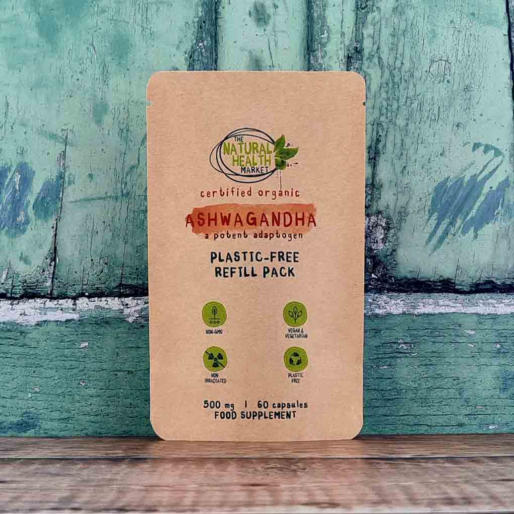 Organic ashwagandha root capsules 60 pouch by The Natural Health Market