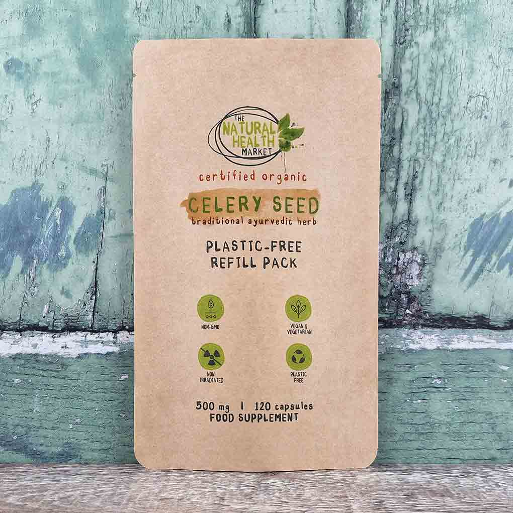 Organic Celery Seed Capsules 500mg 120 Capsule Pouch by The Natural Health market