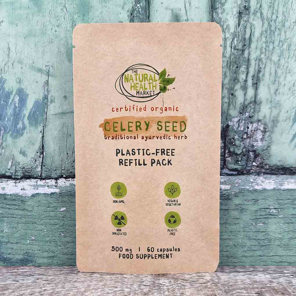 Organic Celery Seed Capsules 500mg 60 Capsule Pouch by The Natural Health market