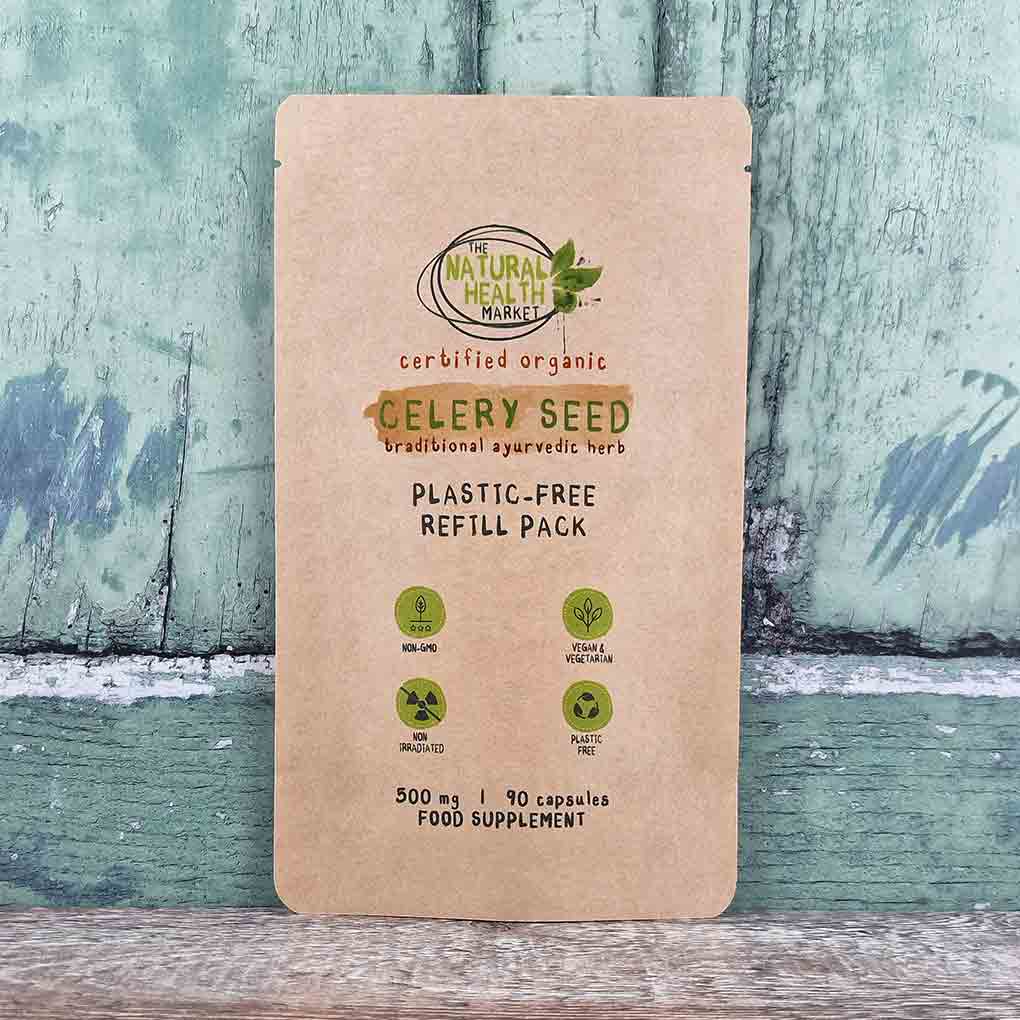 Organic Celery Seed Capsules 500mg 90 Capsule Pouch by The Natural Health market