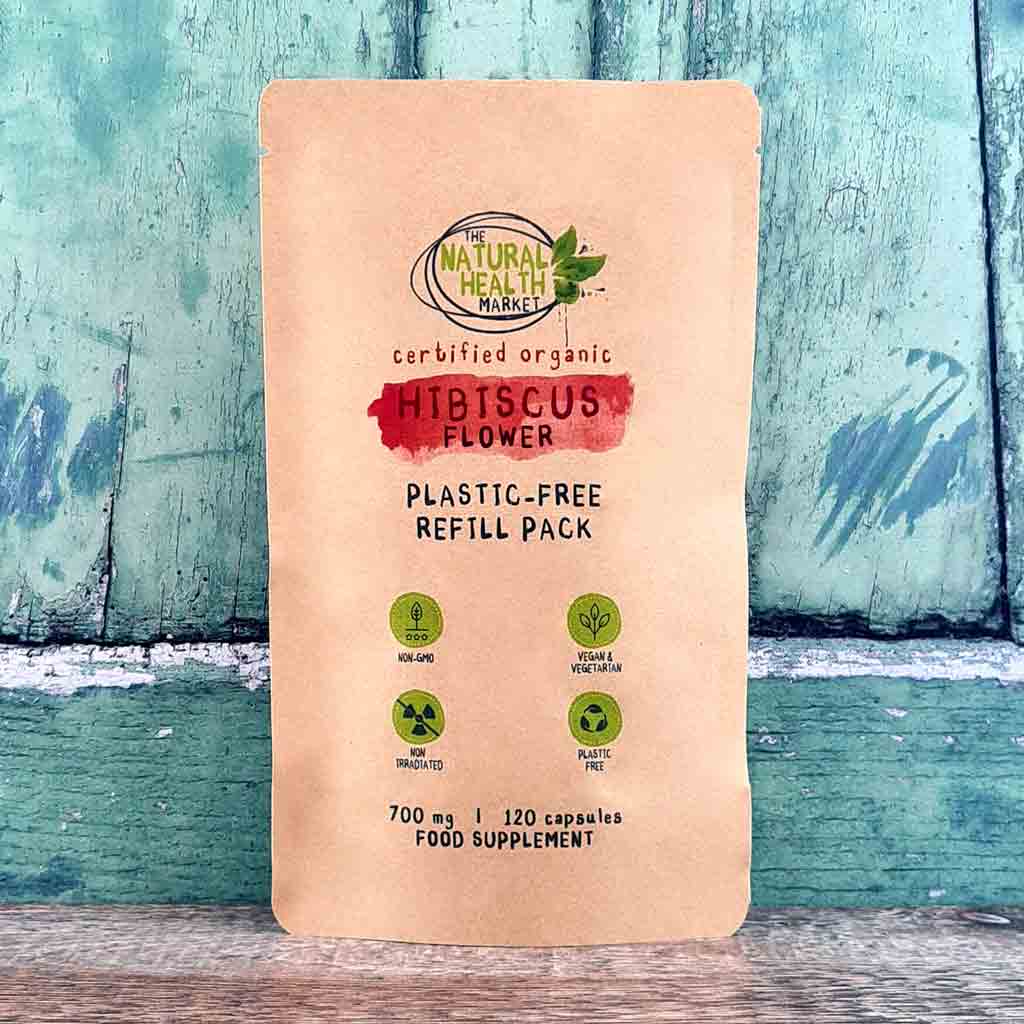 Organic Hibiscus Flower Capsule 120 Capsule Pouch by The Natural Health Market