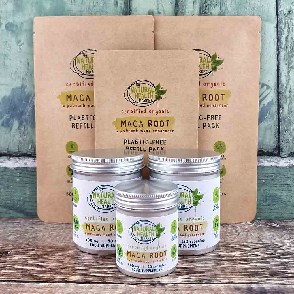 Organic Maca Capsules 600mg 60-Capsules-Tin - The Natural Health Market