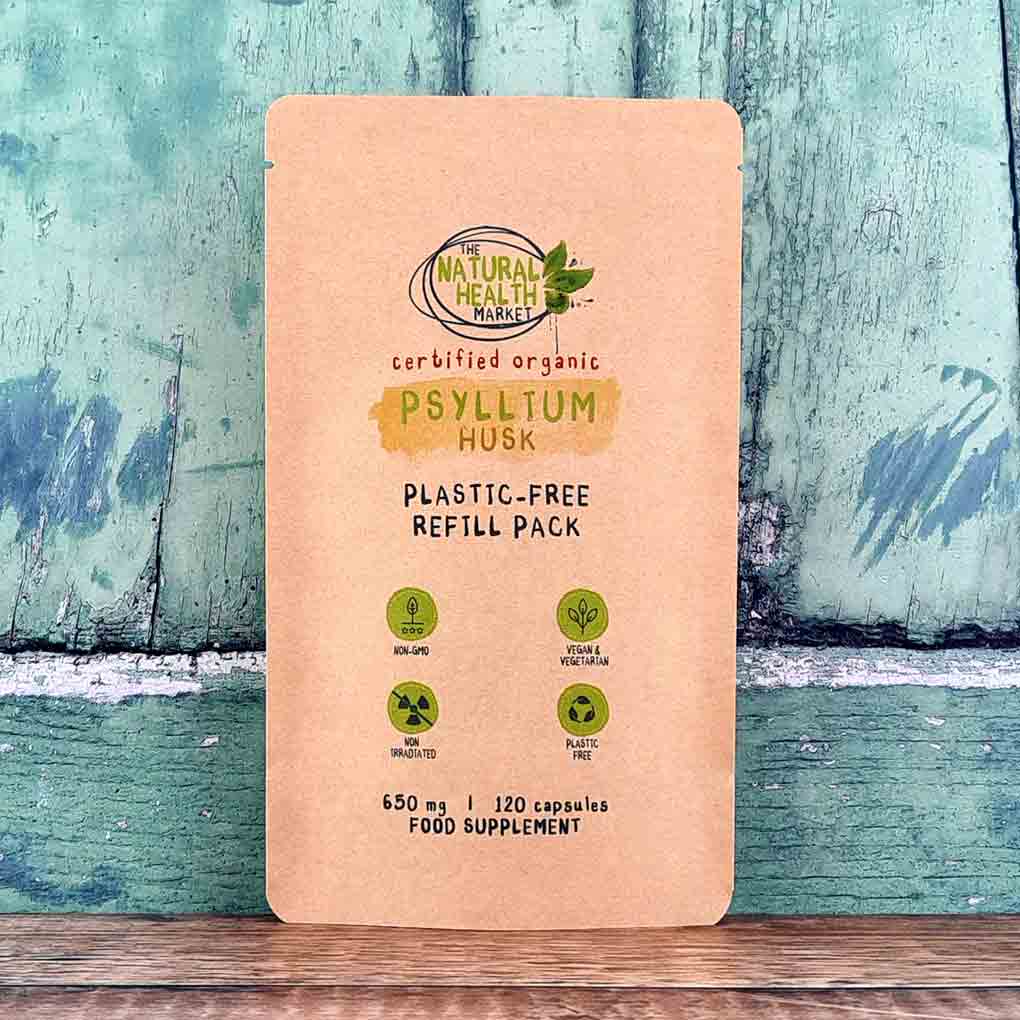 Organic Psyllium Husk Capsules 120 Capsule Pouch By The Natural health Market