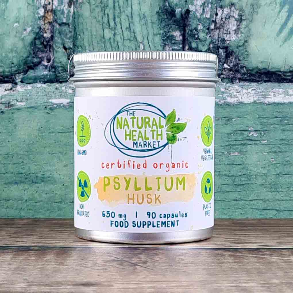 Organic Psyllium Husk Capsules 90 Capsule Tin By The Natural health Market