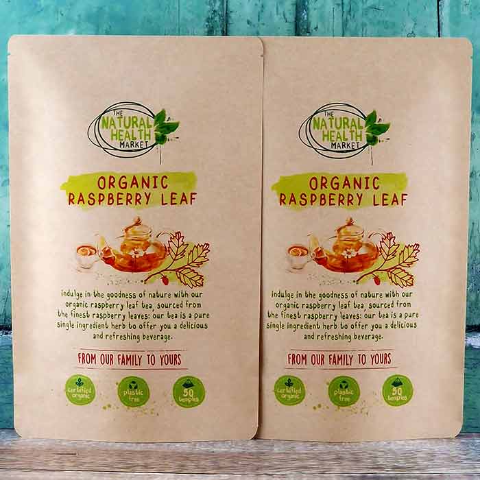 Organic Raspberry Leaf Tea Bags 100 temples 2 x 50 packs by The Natural Health Market