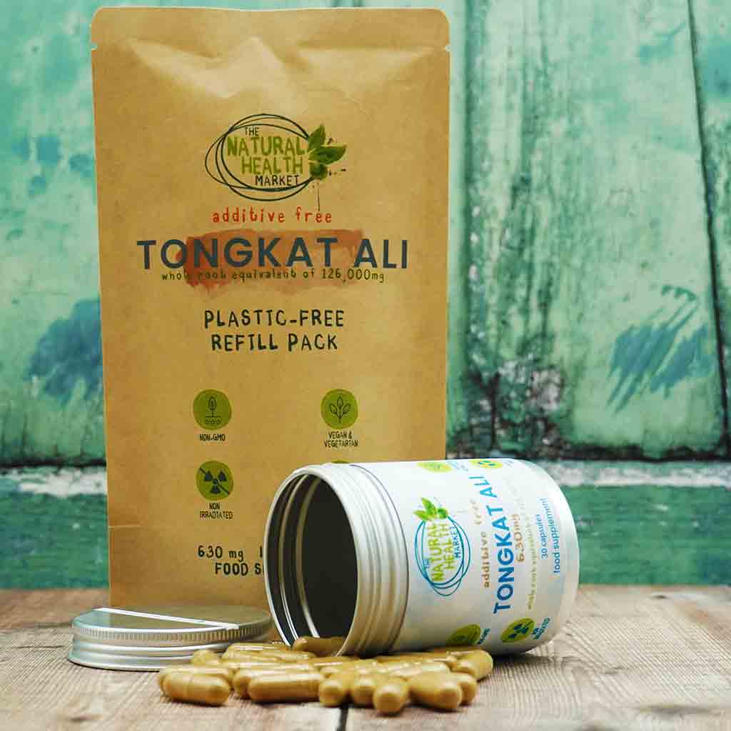 Tongkat Ali Root Extract Capsules 30 Capsule TIN and Refill POUCH By The Natural Health Market.