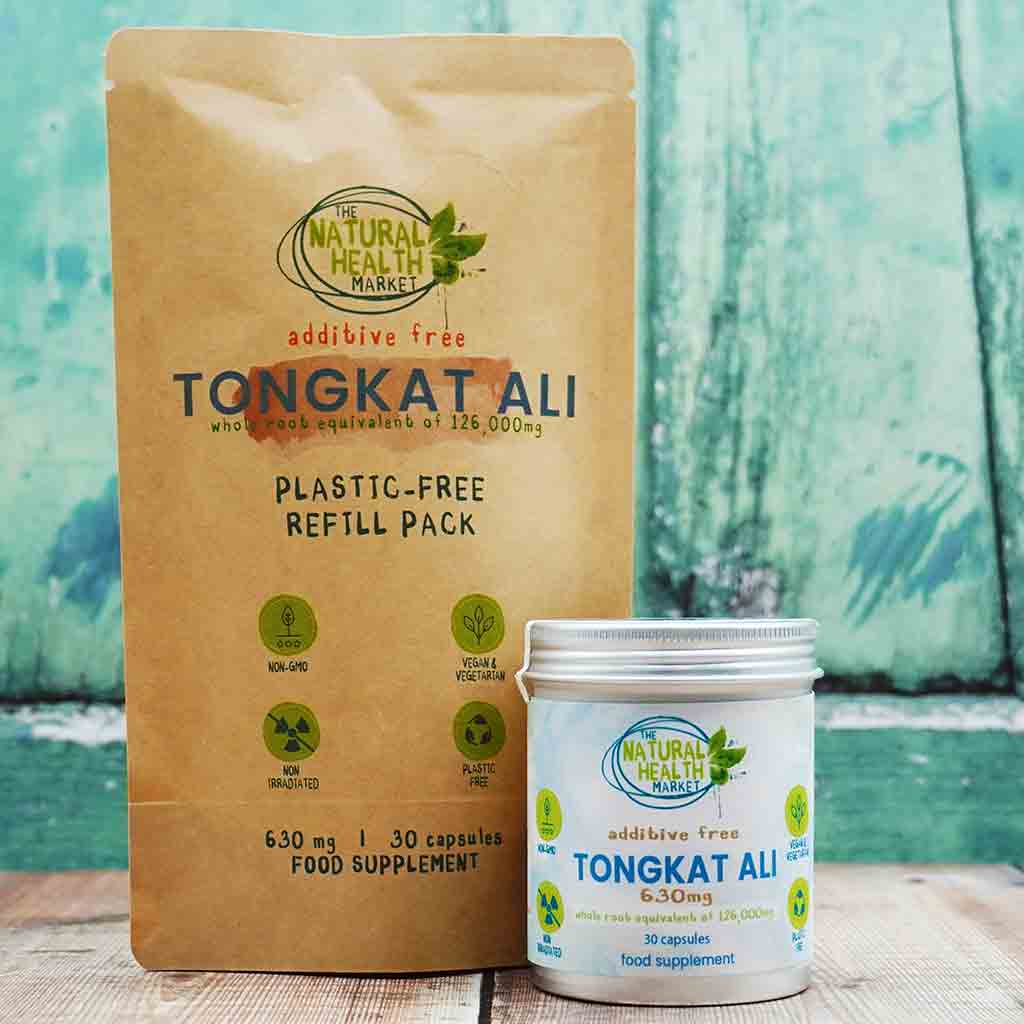 Tongkat Ali Root Extract Capsules 30 Capsule TIN and Pouch Refill By The Natural Health Market.