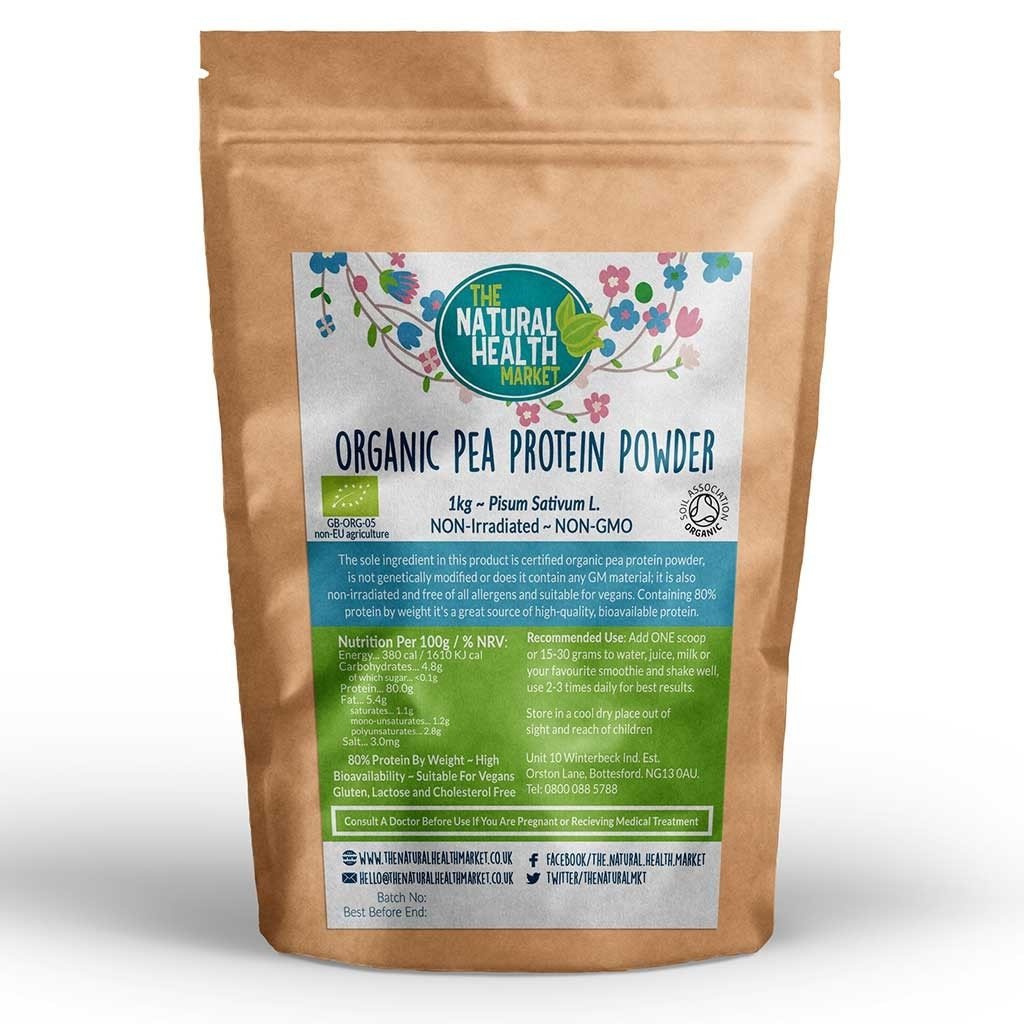 Organic pea protein powder 1kg pouch - vegan protein powder