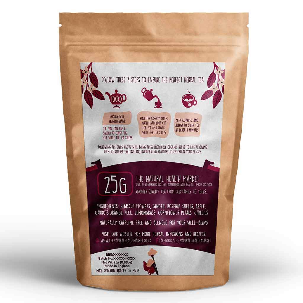 Racy Hibiscus Tea Loose Leaf Tea 25g By The Natural Health Market