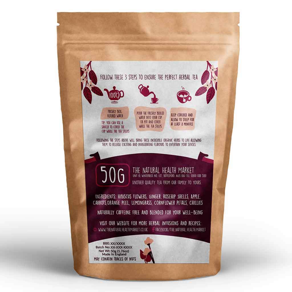 Racy Hibiscus Tea Loose Leaf Tea 50g By The Natural Health Market