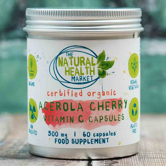 Organic Acerola Cherry Vitamin C Capsules - 60 Capsule TIN By The Natural Health Market