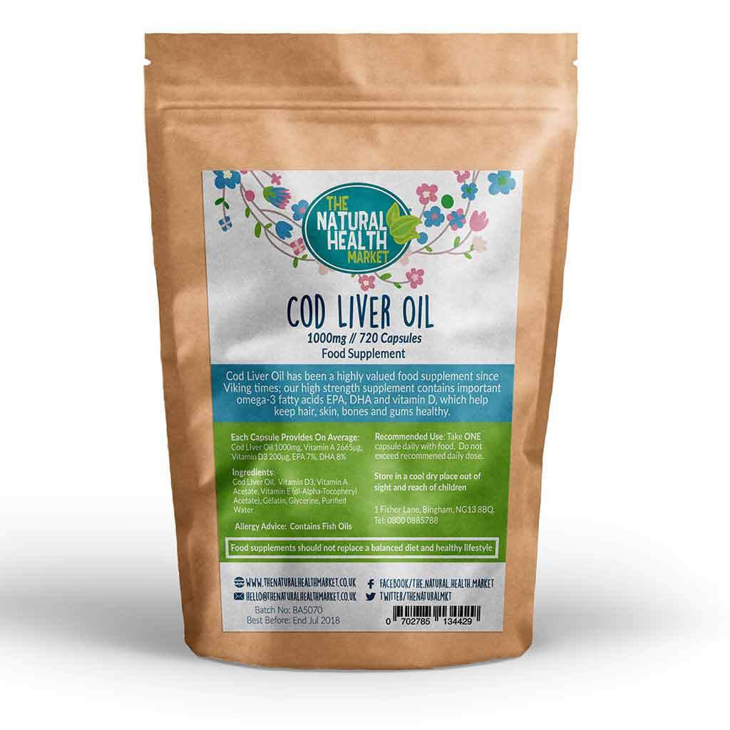 Cod Liver Oil 1000mg 720-Capsules - The Natural Health Market