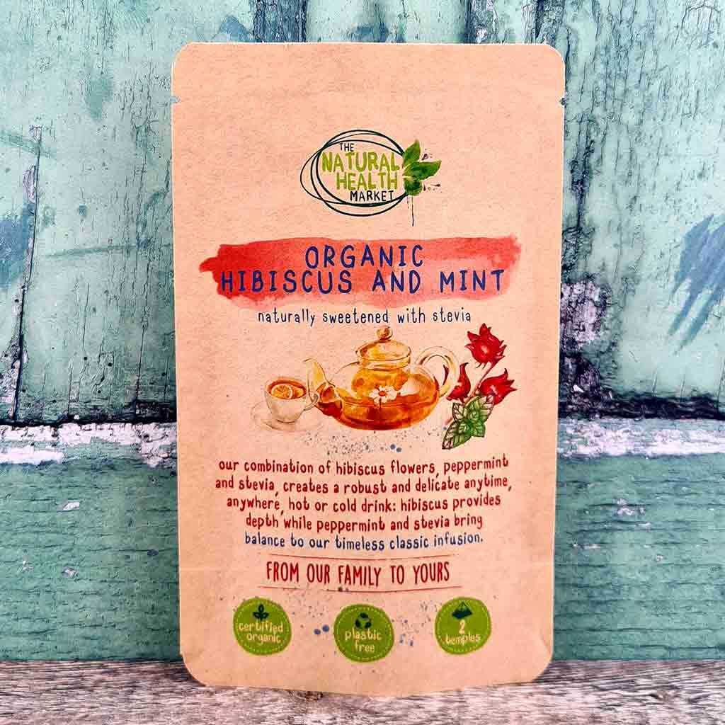  Hibiscus and Mint Tea Bags Organic By The Natural Health Market - 2 pack of herbal tea
