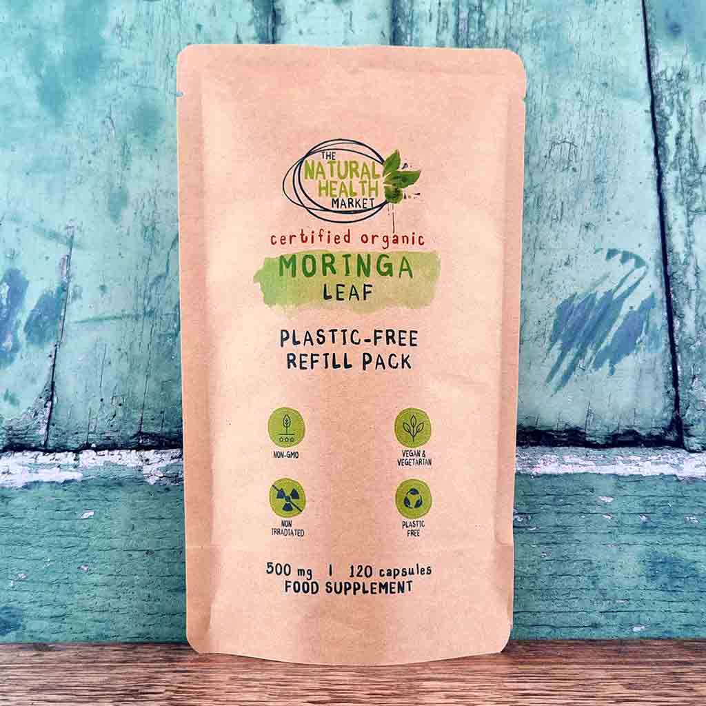 Organic Moringa Capsules 500mg 120-Capsules-Pouch - The Natural Health Market