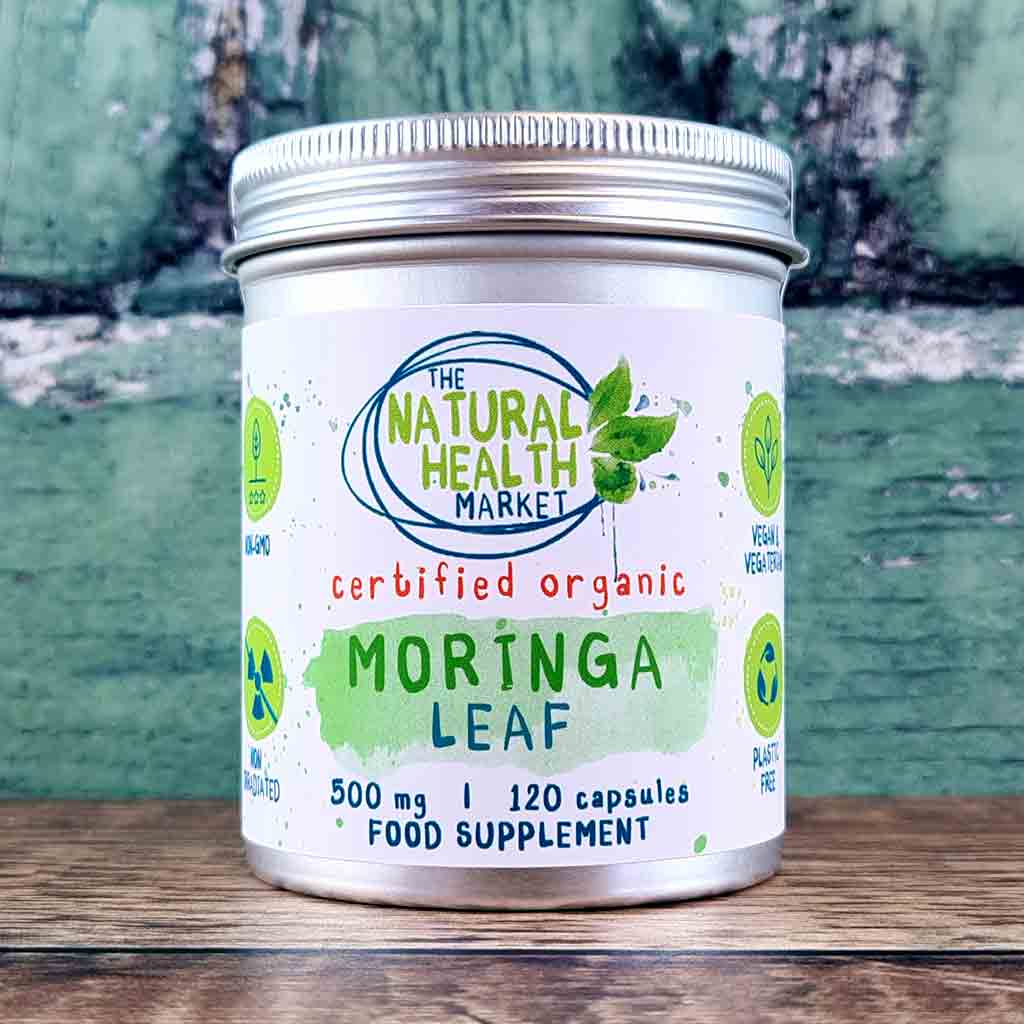 Organic Moringa Capsules 500mg 120-Capsules-Tin - The Natural Health Market