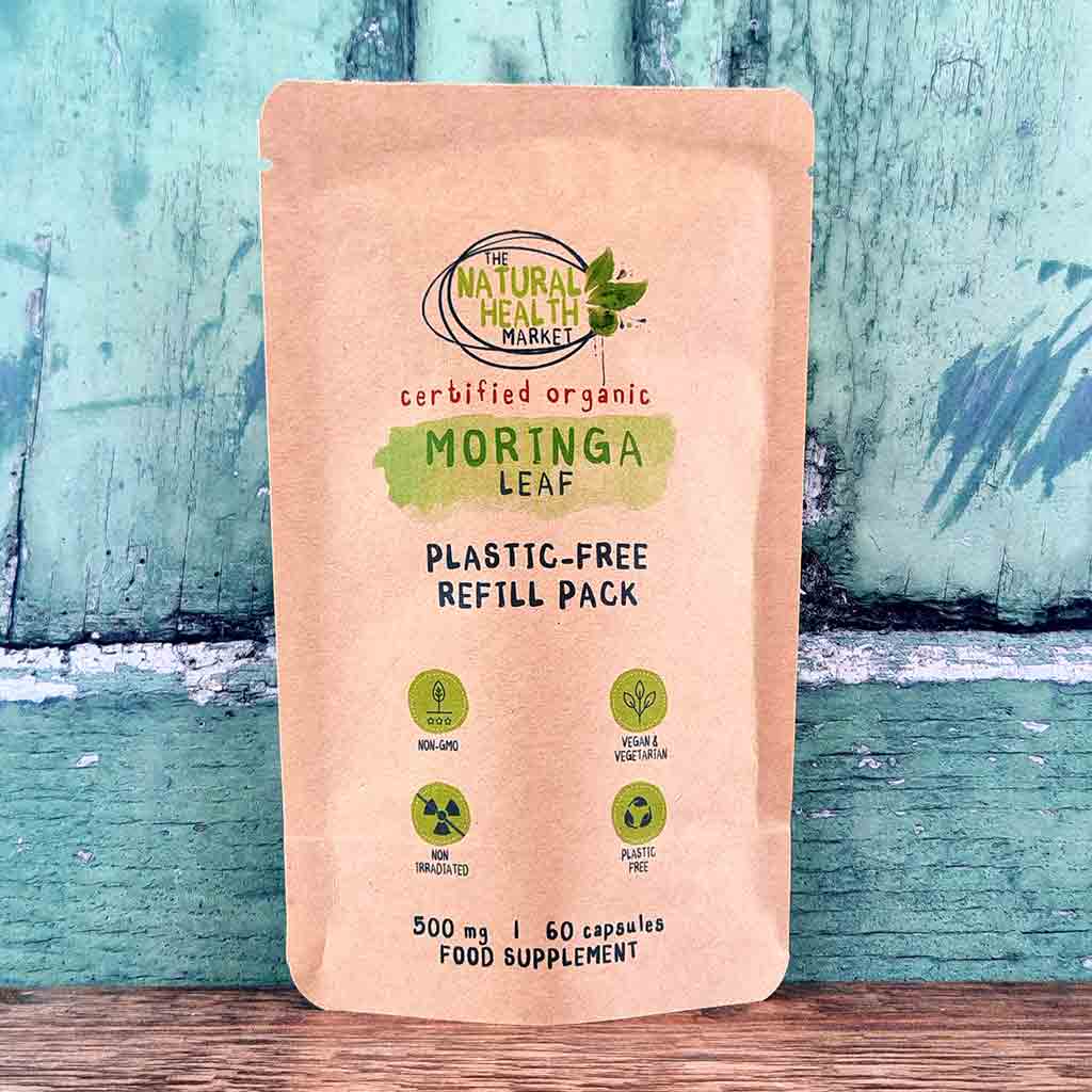 Organic Moringa Capsules 500mg 60-Capsules-Pouch - The Natural Health Market