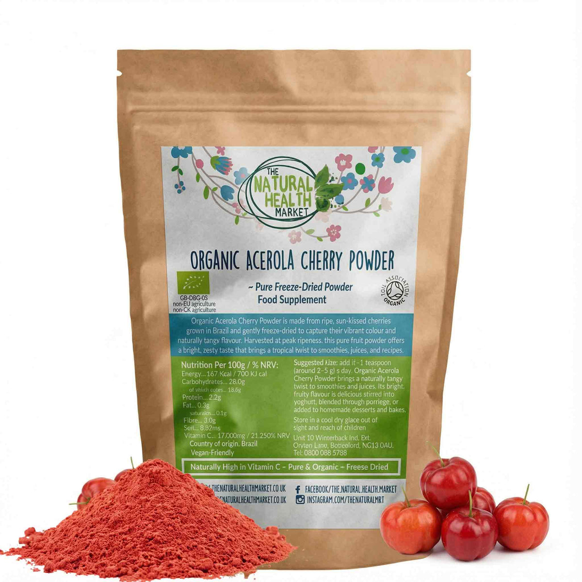 Acer Powder Organic Acerola Cherry Powder | The Natural Health Market