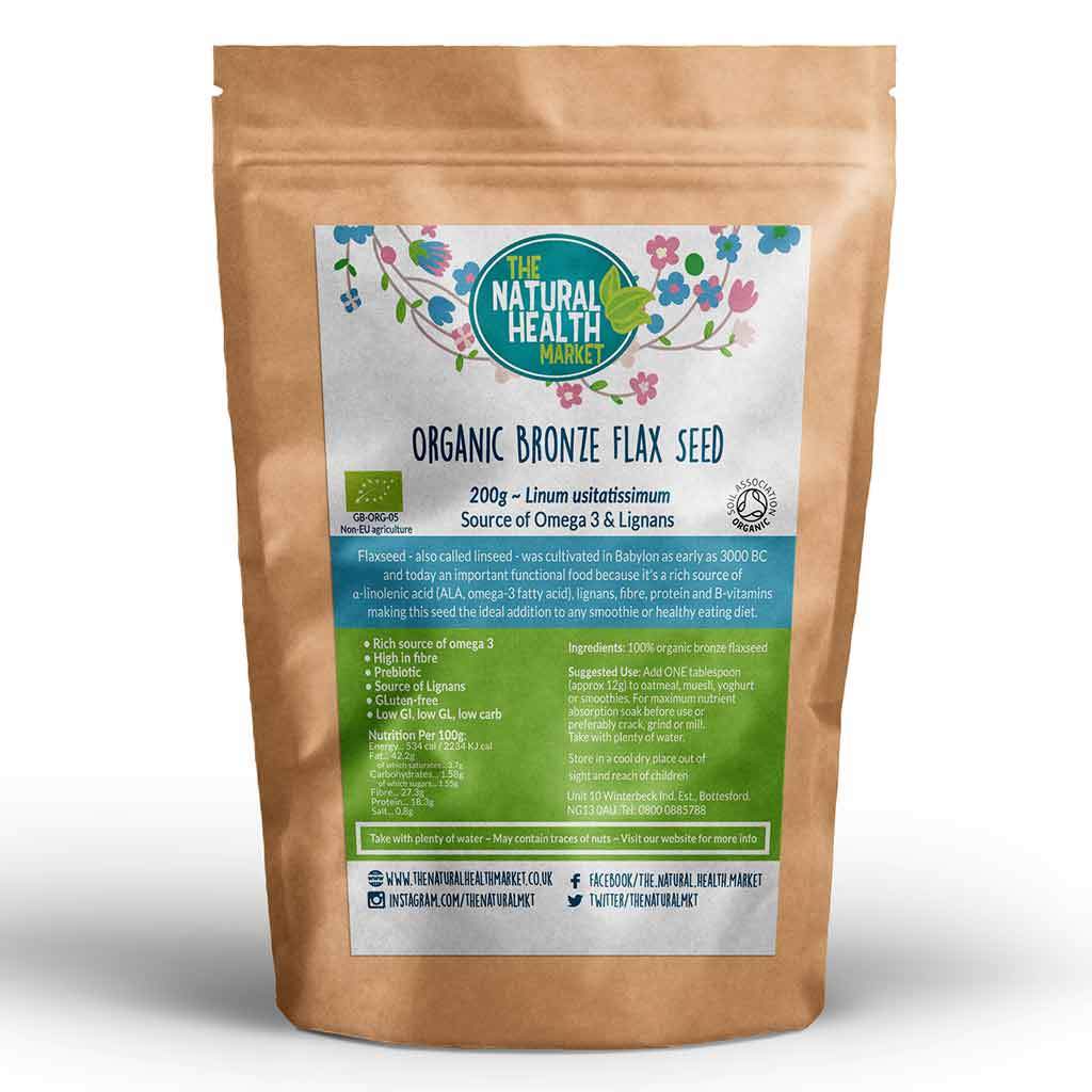 Organic Bronze Flaxseed 200g - The Natural Health Market