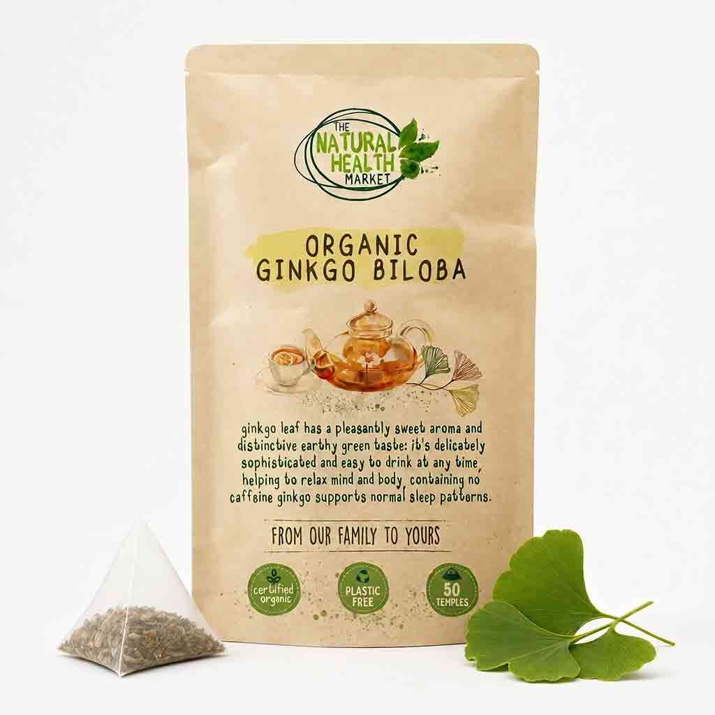 Package of Organic Ginkgo Biloba from The Natural Health Market on a white background