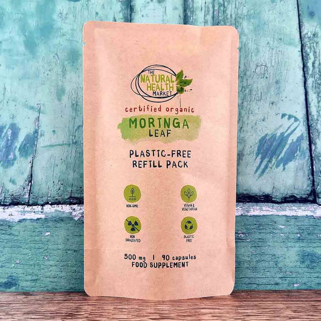 Organic Moringa Capsules 500mg 90-Capsules-Pouch - The Natural Health Market