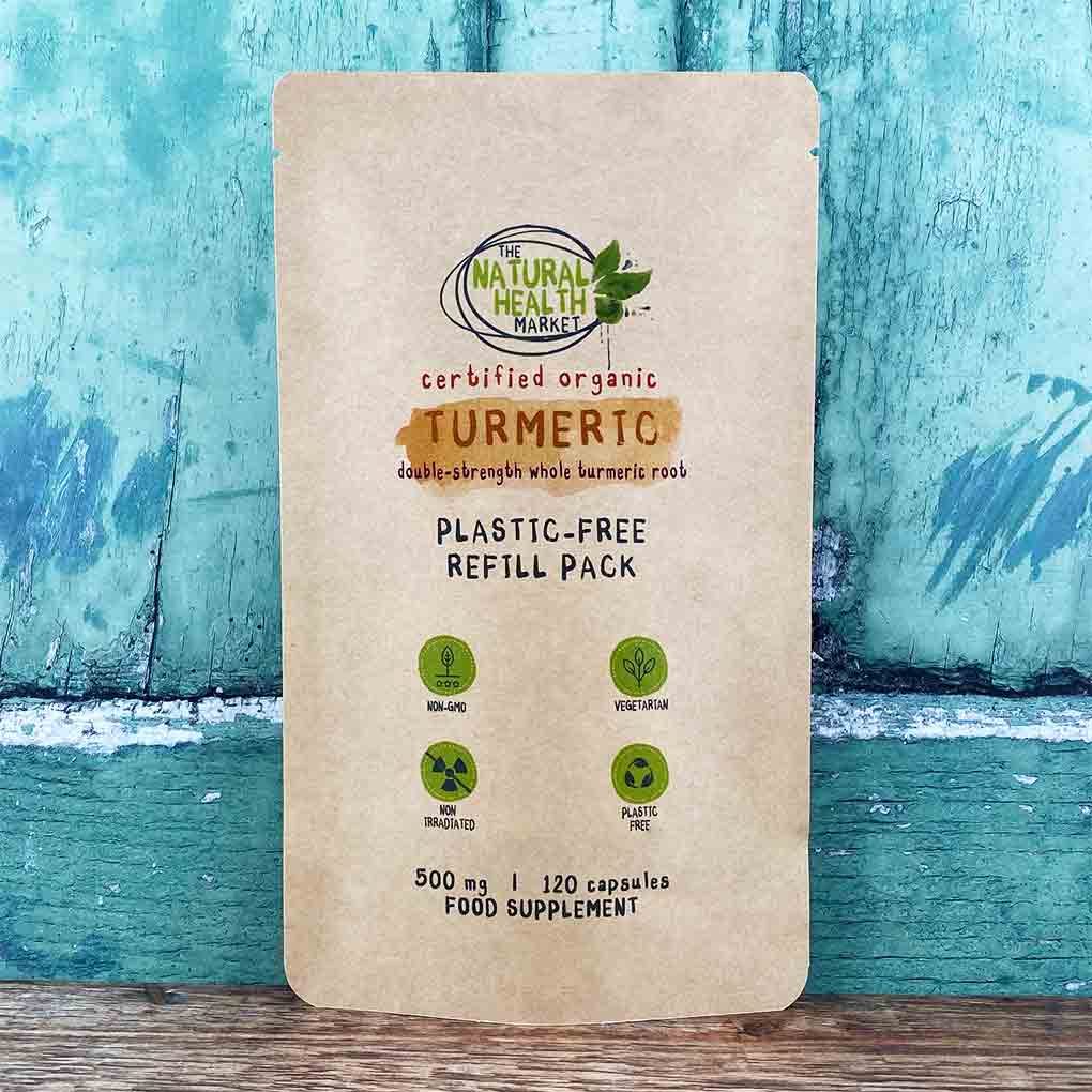 Organic Turmeric Capsules 500mg 120-Capsules-Pouch - The Natural Health Market