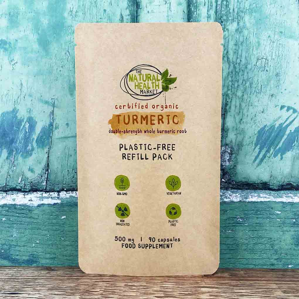 Organic Turmeric Capsules 500mg 90-Capsules-Pouch - The Natural Health Market