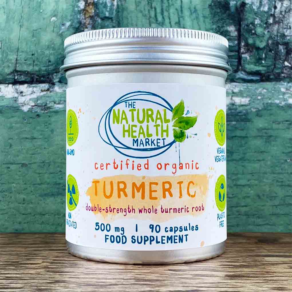 Organic Turmeric Capsules 500mg 90-Capsules-Tin - The Natural Health Market