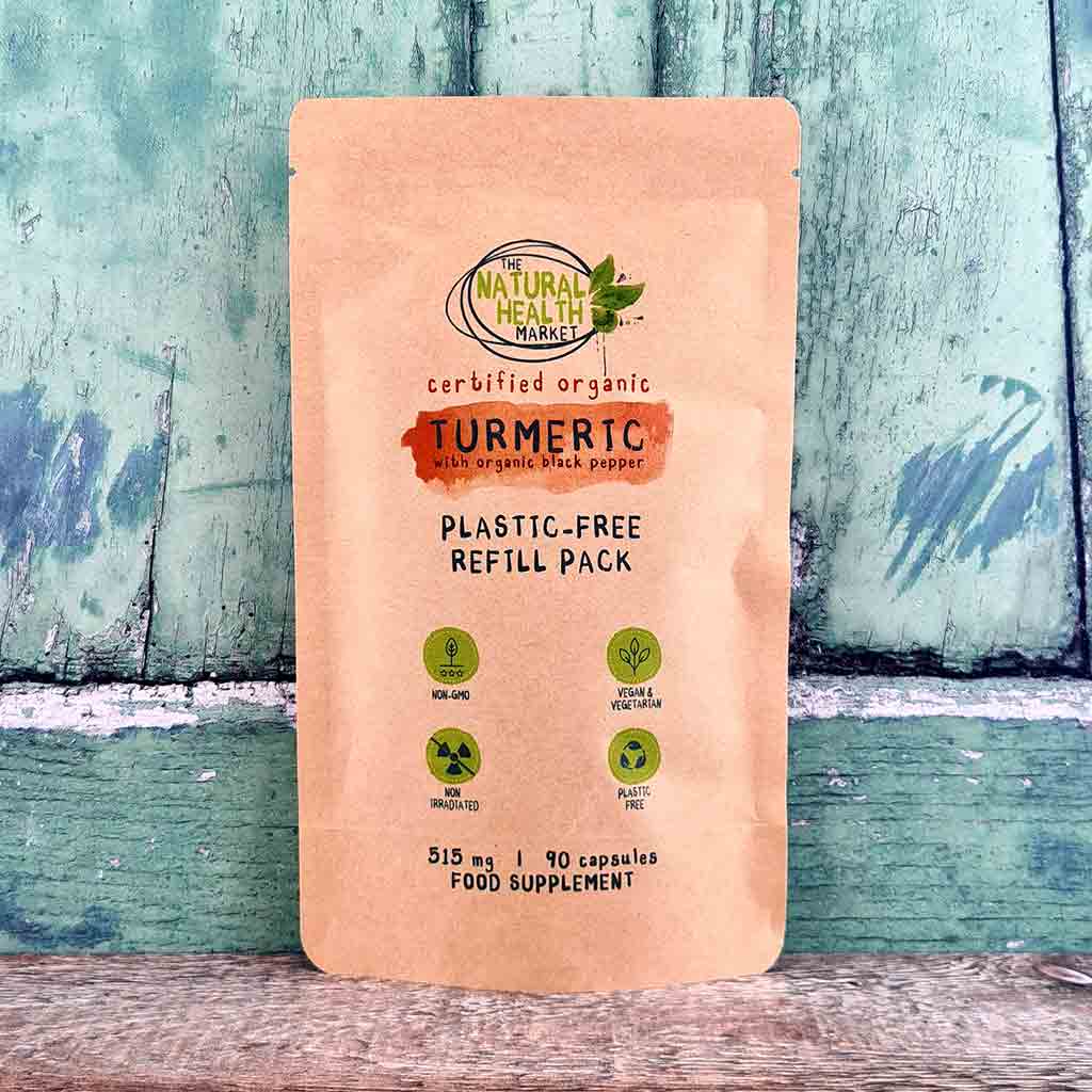 Plastic Free Organic Turmeric and Black Pepper 60 Capsules (Pouch)