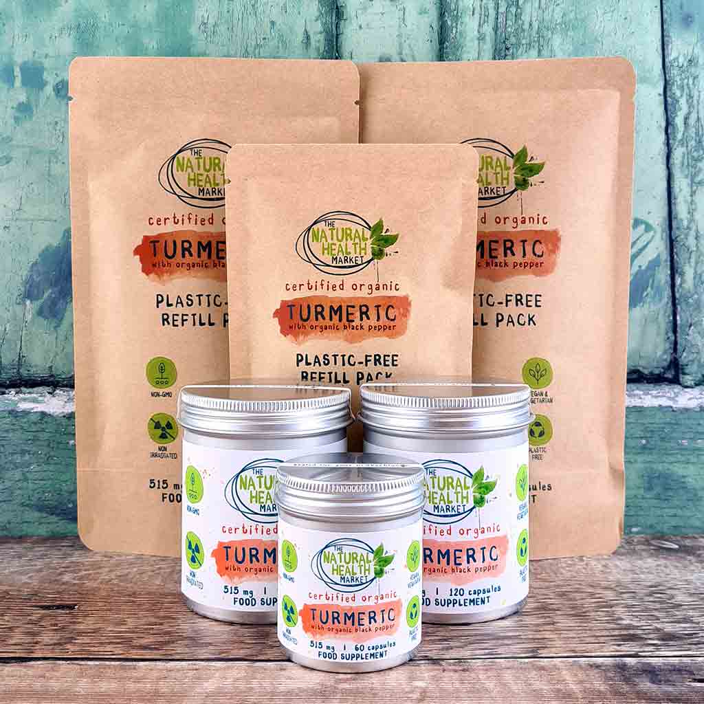 Plastic Free Organic Turmeric and Black Pepper Capsules Family