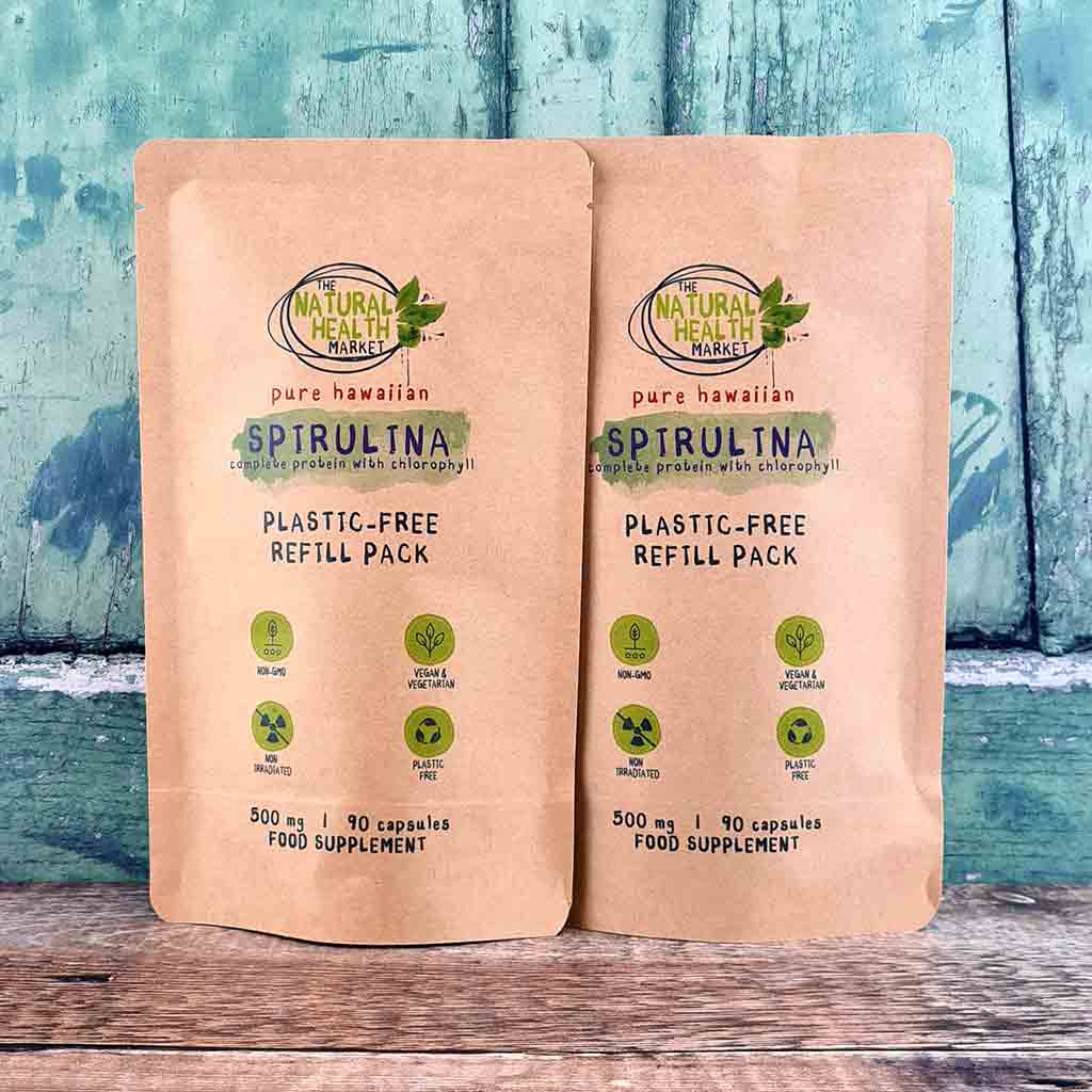 Pure Hawaiian Spirulina 180 Capsules Pouch-Plastic Free