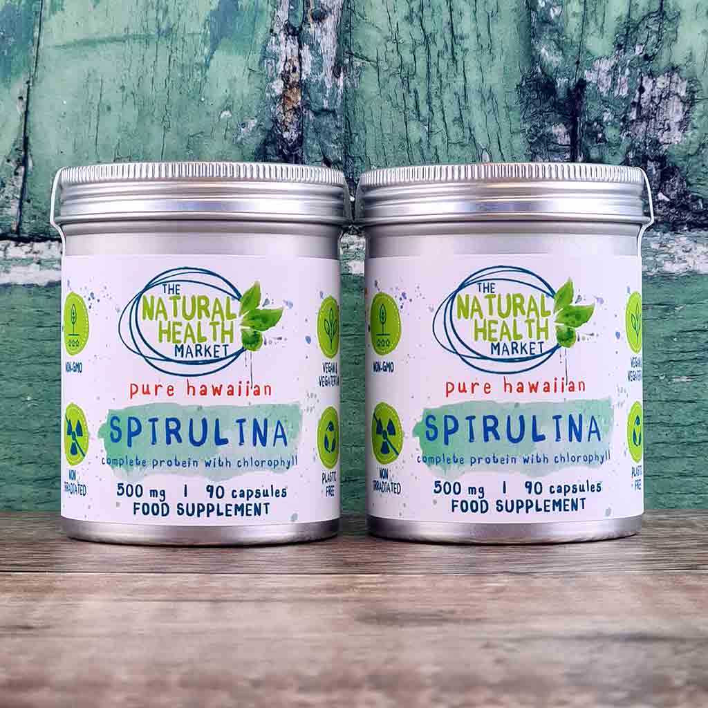 Pure Hawaiian Spirulina 180 Capsules Tin-Plastic Free