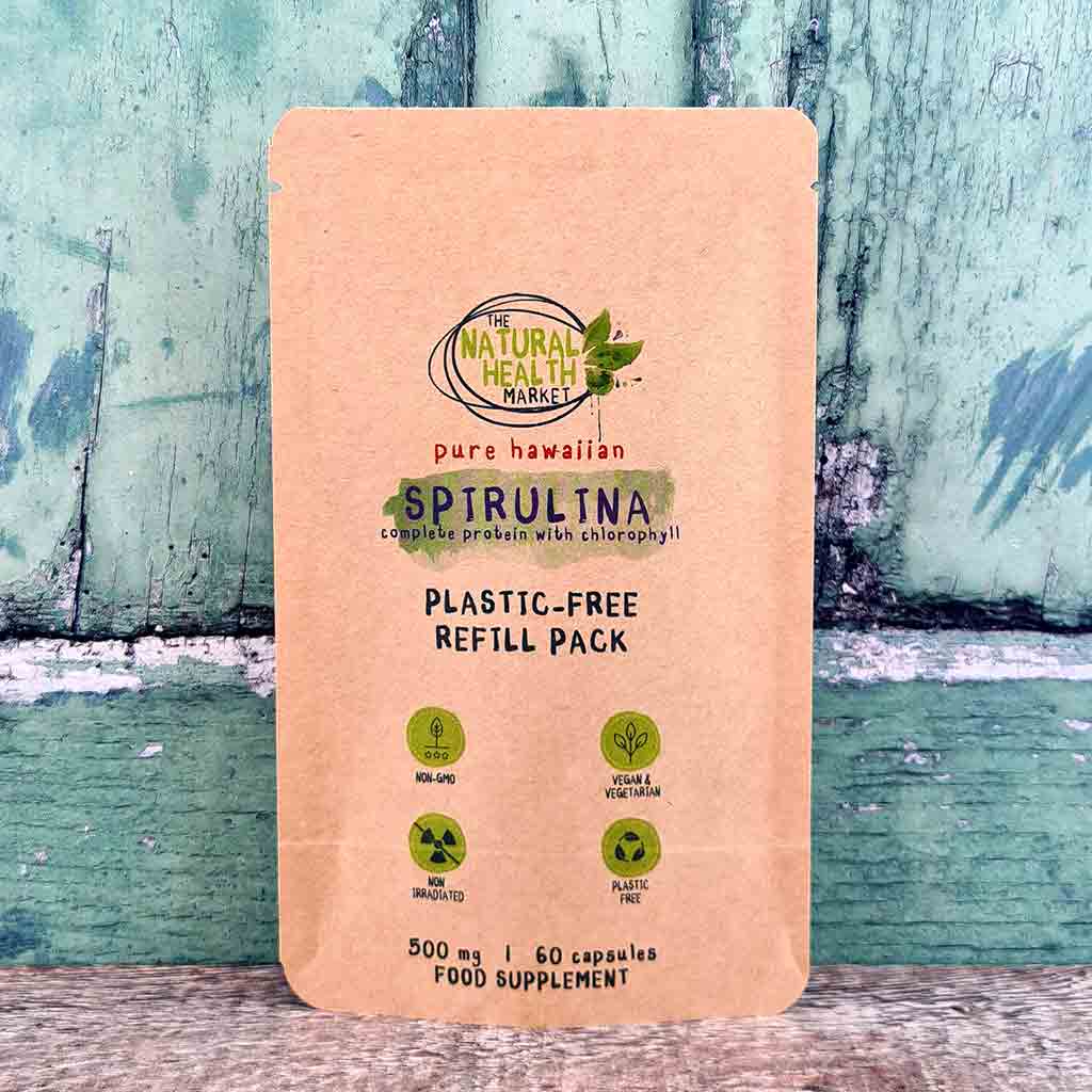 Pure Hawaiian Spirulina 60 Capsules Pouch-Plastic Free