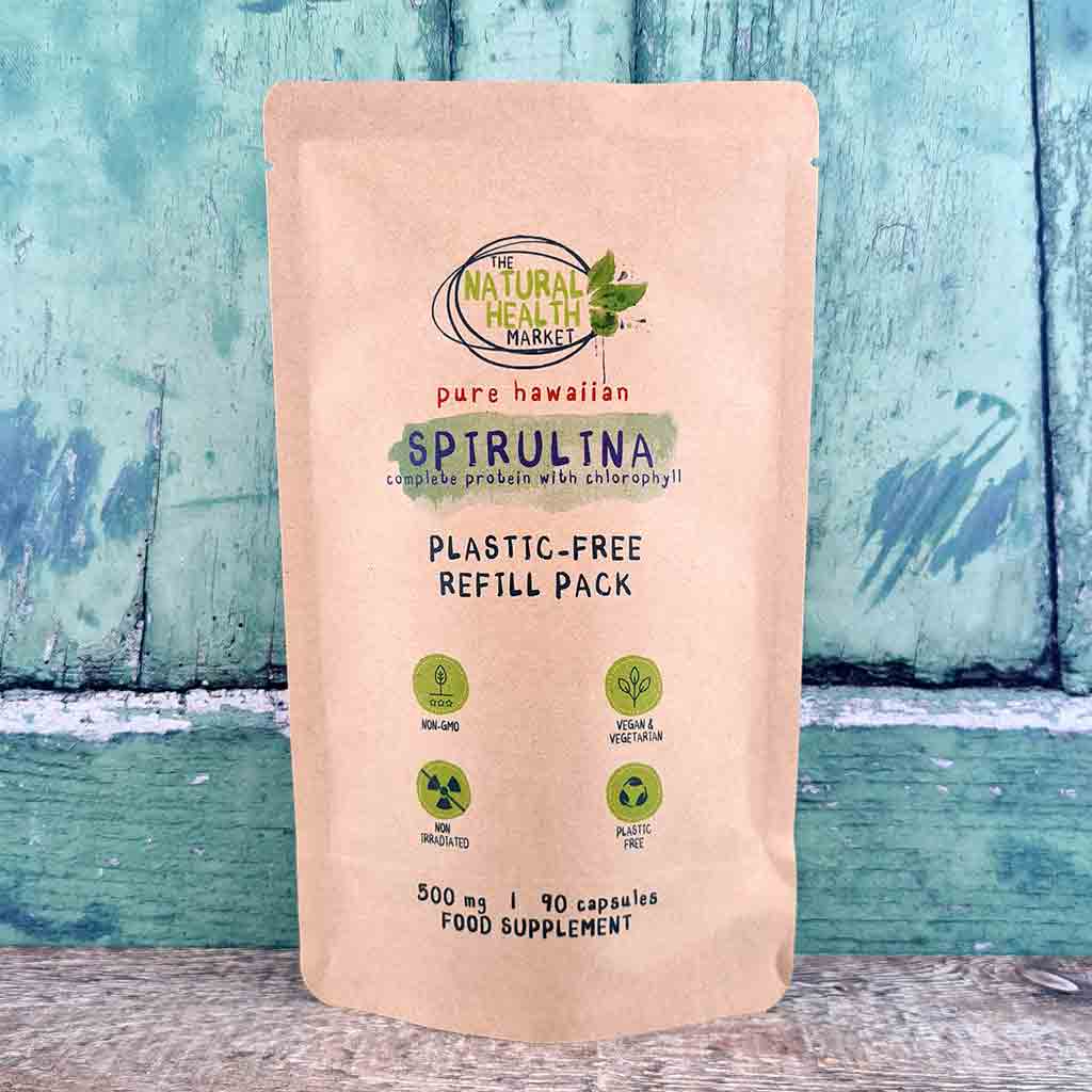 Pure Hawaiian Spirulina 90 Capsules Pouch-Plastic Free