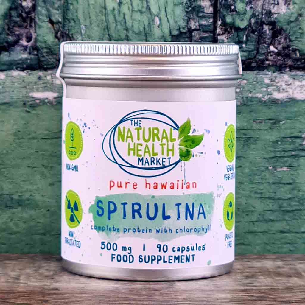 Pure Hawaiian Spirulina 90 Capsules Tin-Plastic Free