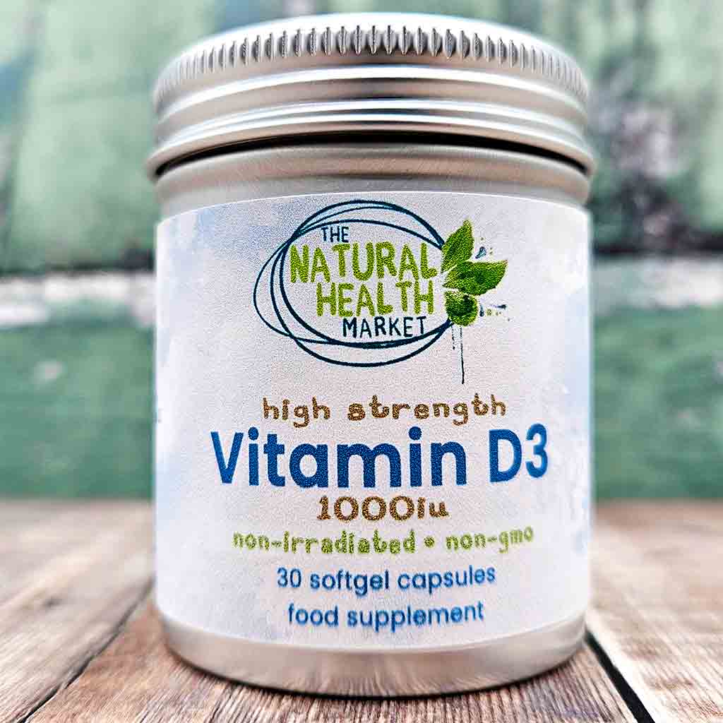 Vitamin D3 1000iu Softgels - 30 Capsule Tin By The Natural Health Market.