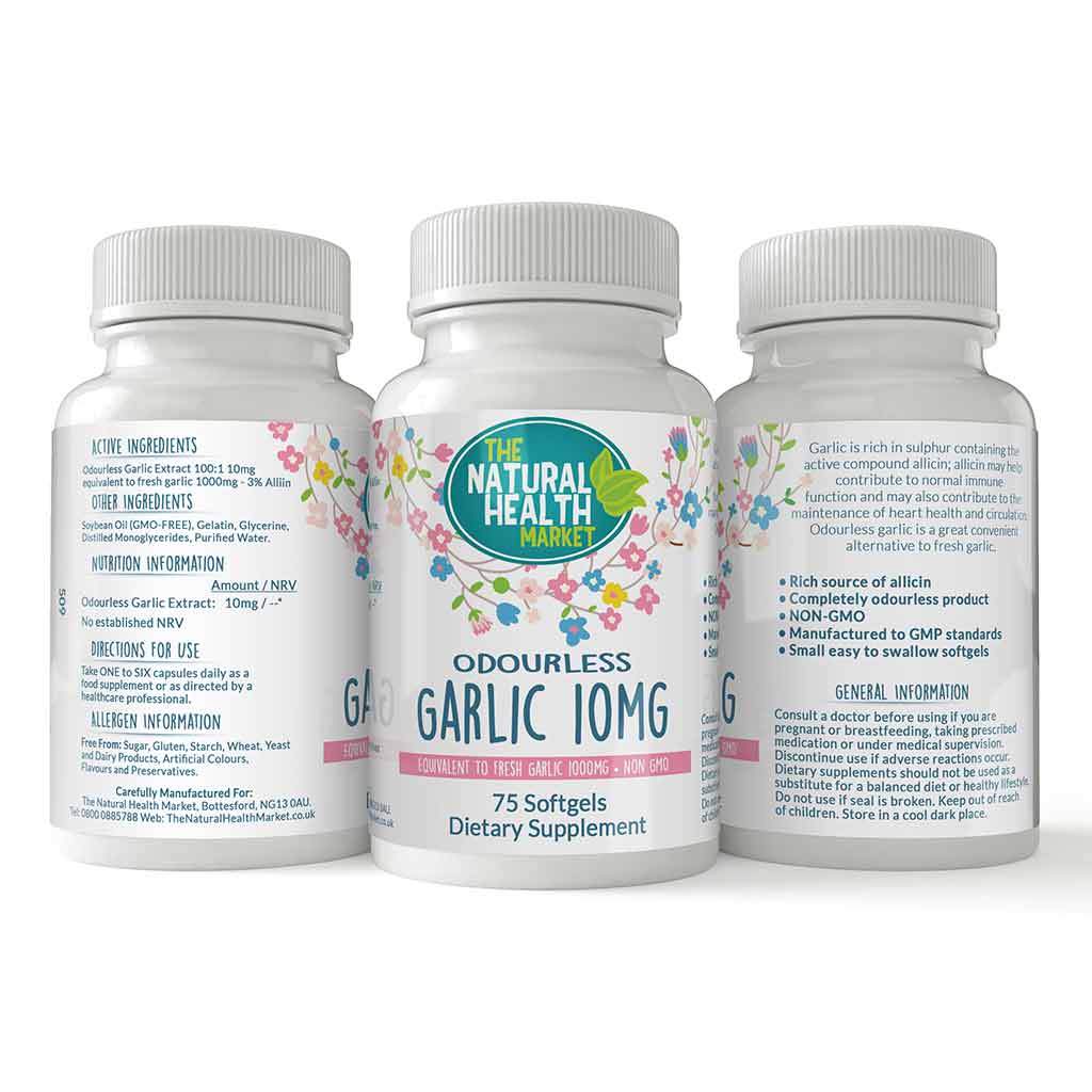 Odourless Garlic 10mg 75 Capsules By The Natural Health Market