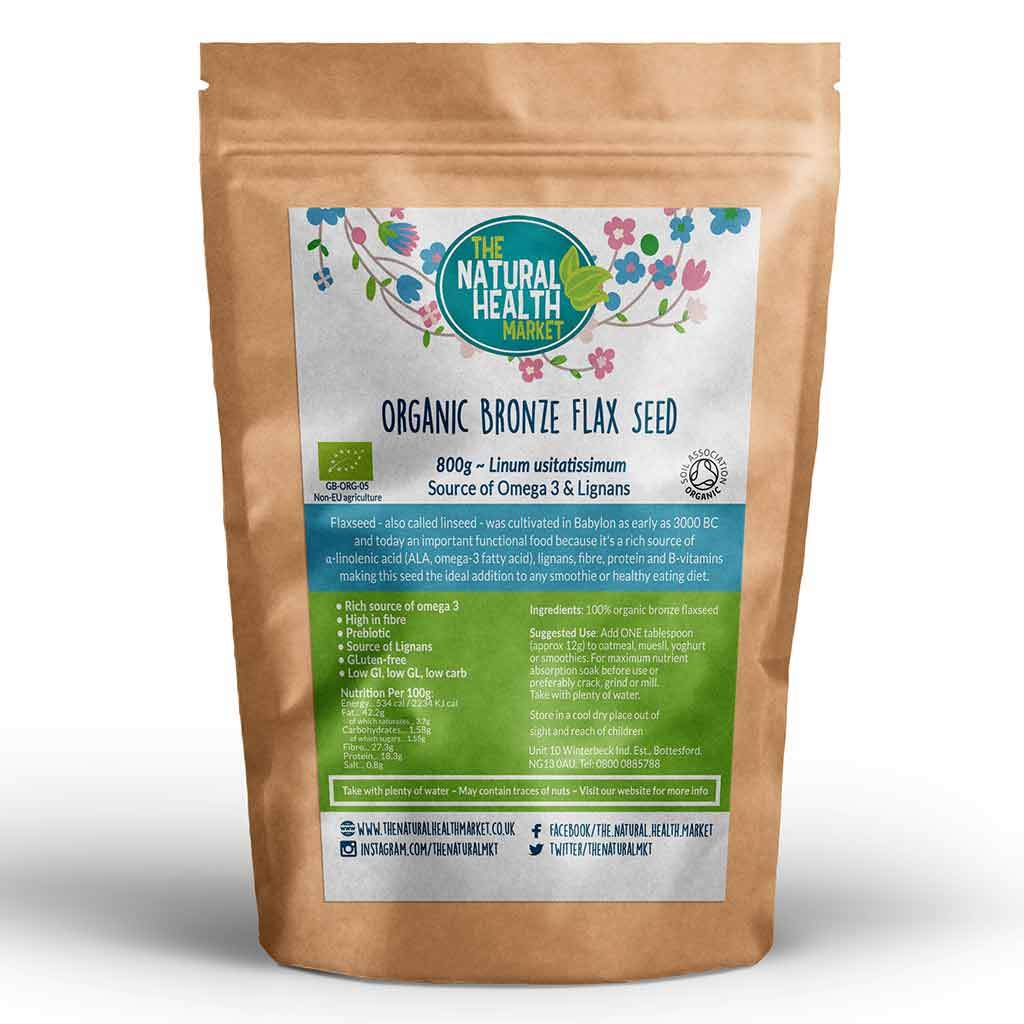 Organic bronze flaxseed 800g by The Natural Health Market