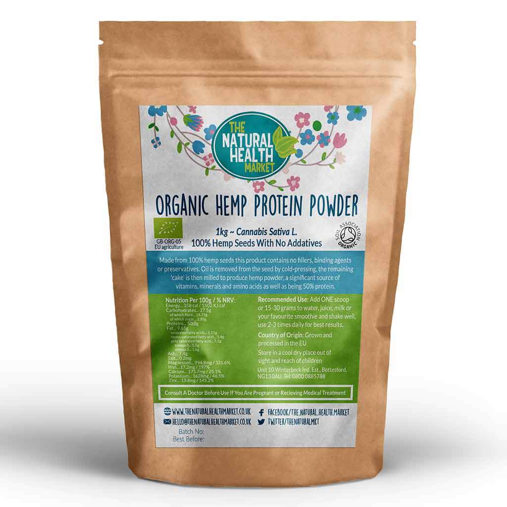 Organic Hemp Protein Powder 1kg Grown and Processed In The EU.