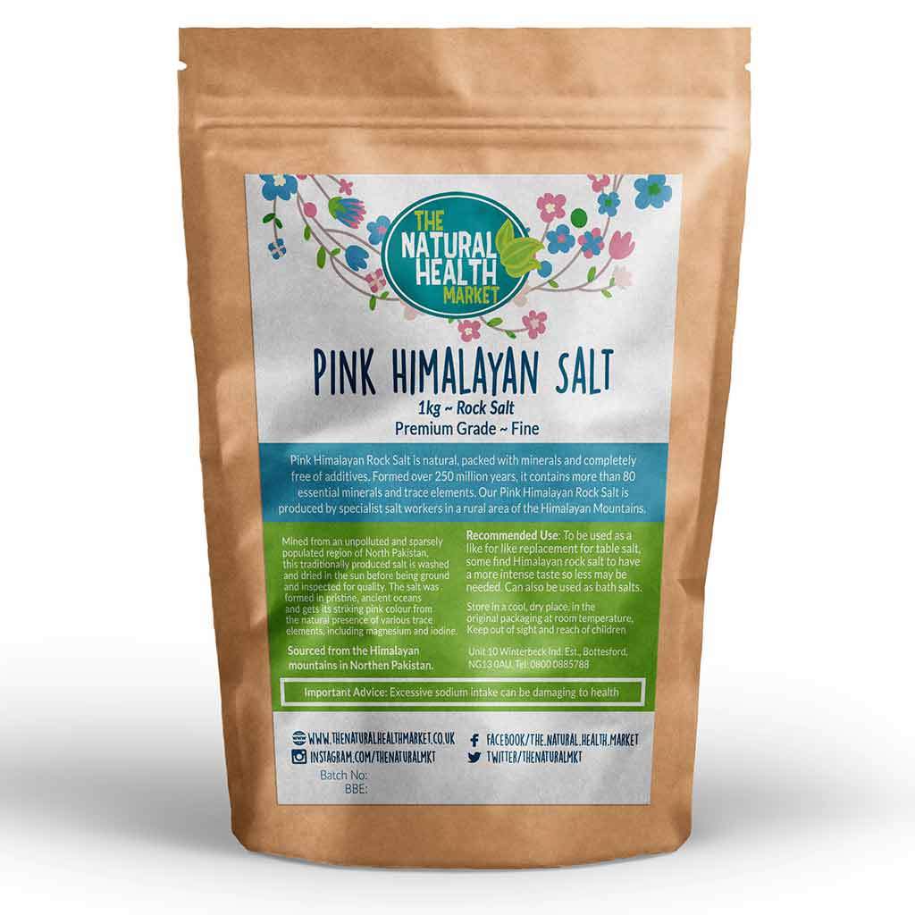 Himalayan Pink Rock Salt 1kg Fine Grain by The Natural Health Market