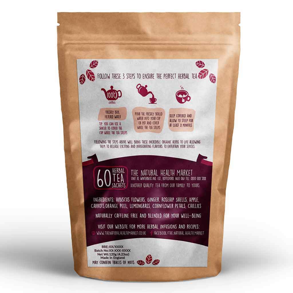 Racy Hibiscus Tea Bags 60 Bags By The Natural Health Market