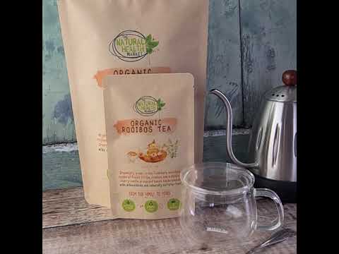 Organic Rooibos tea being made into the perfect relaxing brew.