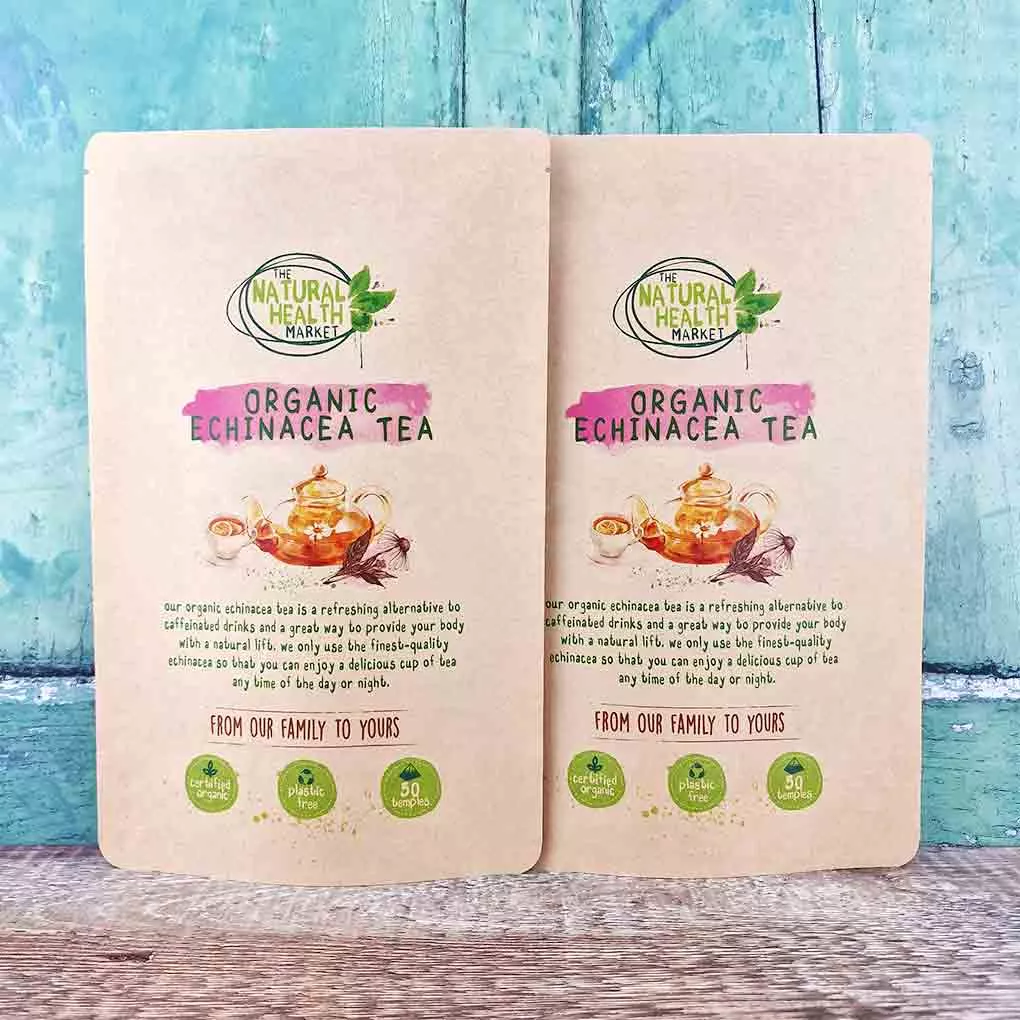 Organic Echinacea Tea Bags - 100 Bag Pack - Plastic Free By The Natural Health Market