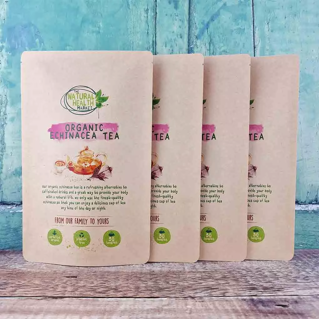 Organic Echinacea Tea Bags - 200 Bag Pack - Plastic Free By The Natural Health Market