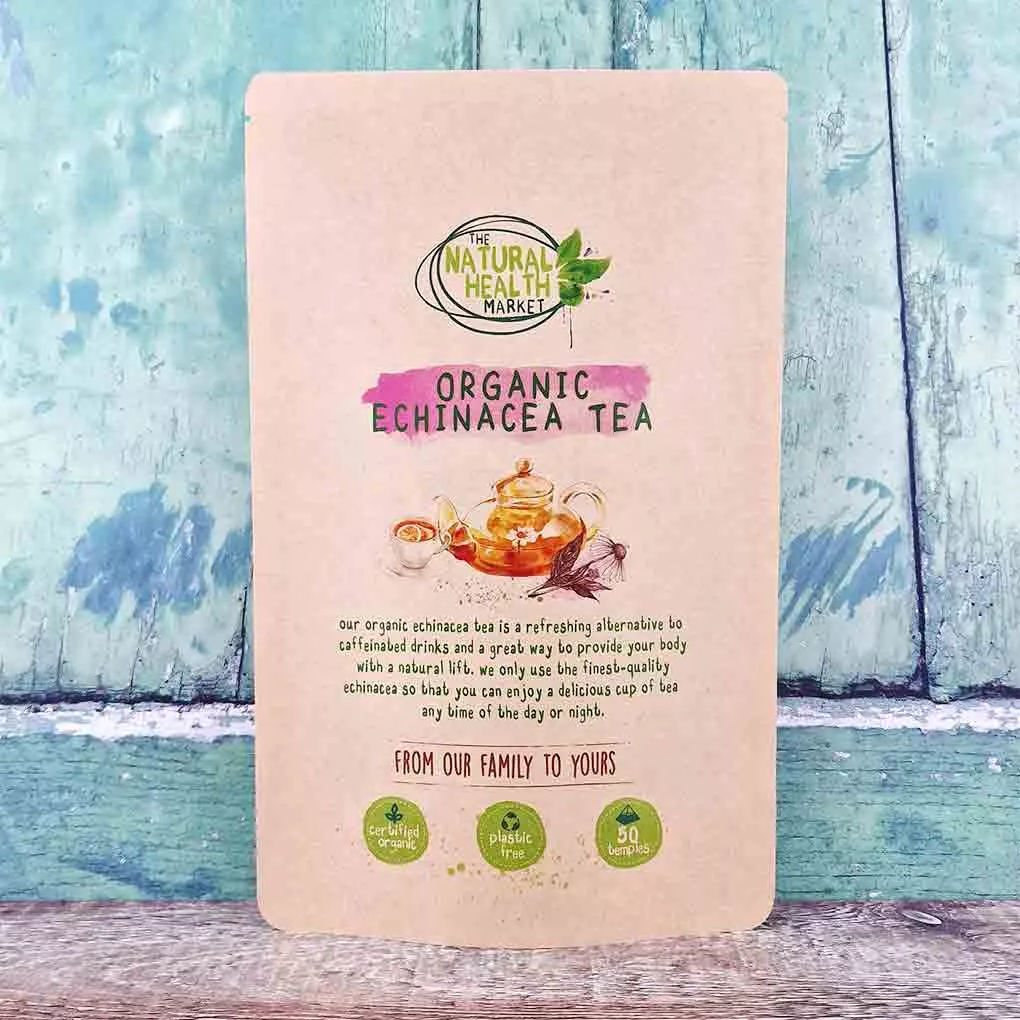 Organic Echinacea Tea Bags - 50 Bag Pack - Plastic Free By The Natural Health Market