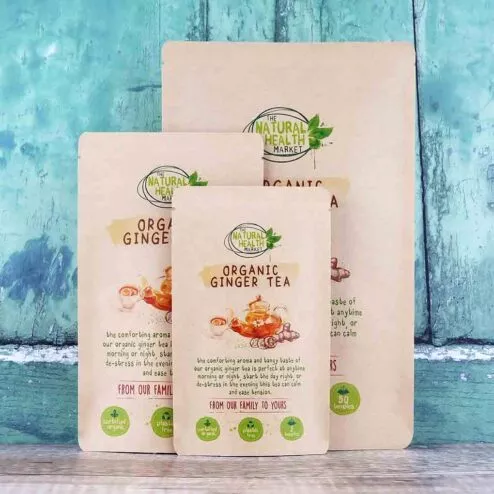 Organic ginger tea bags - all sizes - by The Natural Health Market.