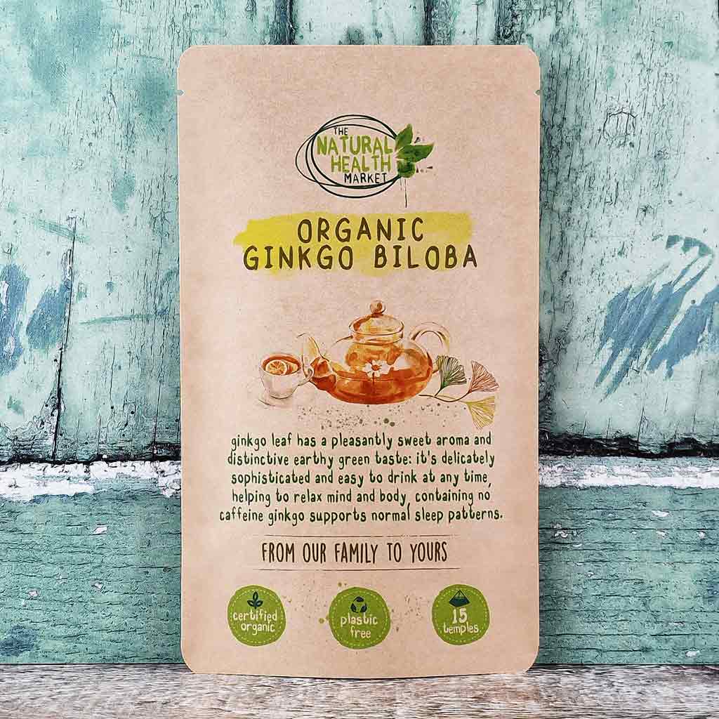 Organic Ginkgo Biloba tea bags by The Natural Health Market - 15 Tea Bag Pack.