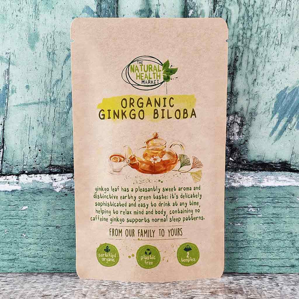 Organic Ginkgo Biloba tea bags by The Natural Health Market - 2 Tea Bag Pack.